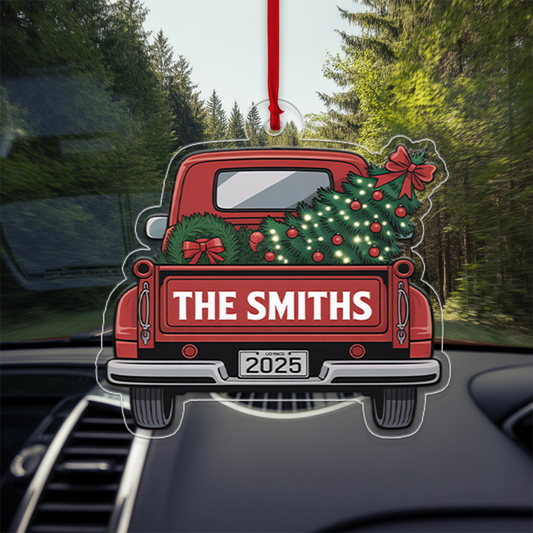 Family Adventures Begin Here - Vintage Truck Christmas Ornament - Gift For Family