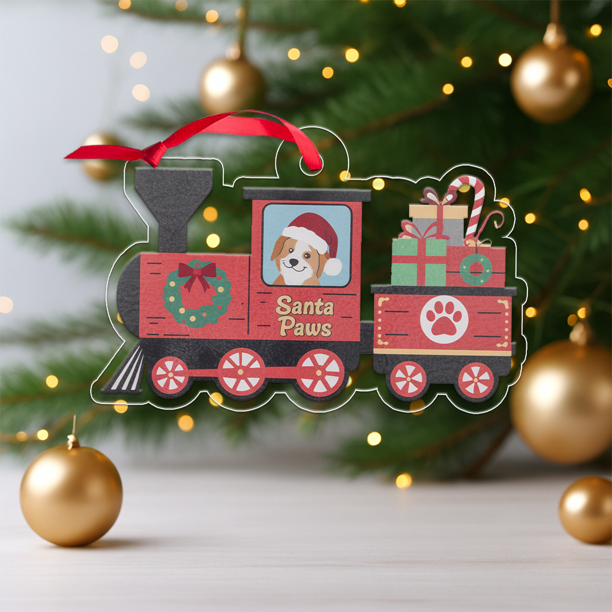 Acrylic ornament xmas train