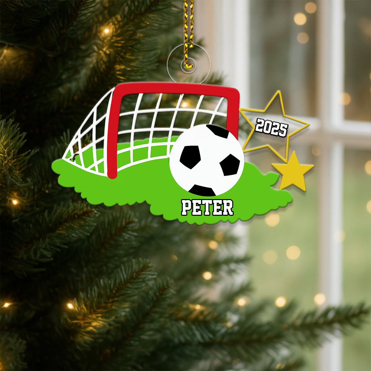 Custom Name Soccer Goal Acrylic Ornament Christmas Gift