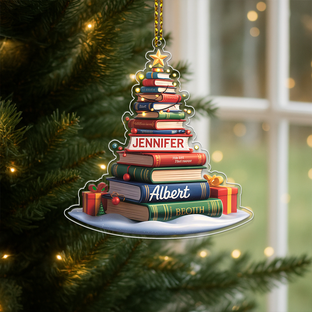 Custom Name Book Christmas Tree Acrylic Ornament Christmas Gift