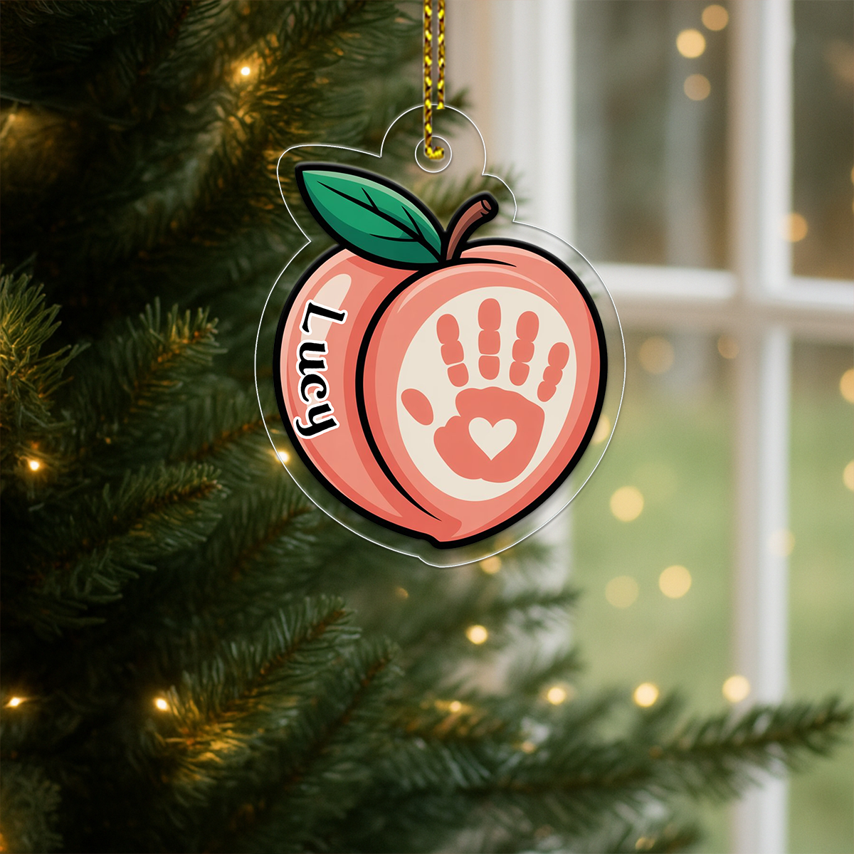 Funny Hand On Peach Ornament, Personalized Christmas Ornament, Naughty Humor Gift, Holiday Keepsake for Adults, Quirky Holiday Decoration