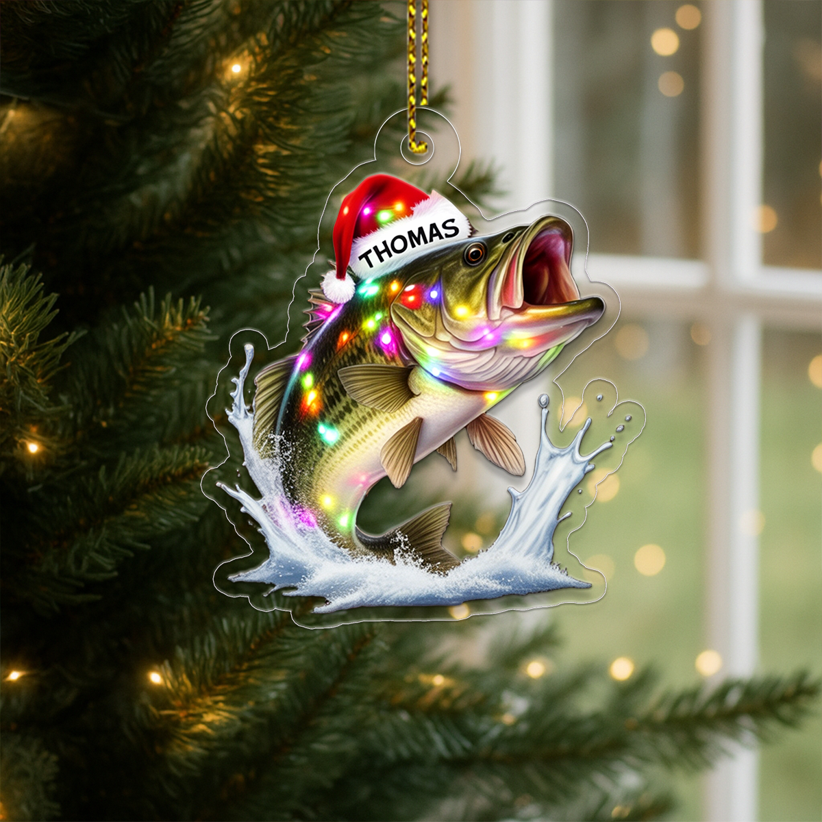 Custom Name Bass Fishing Xmas Acrylic Ornament Christmas Gift