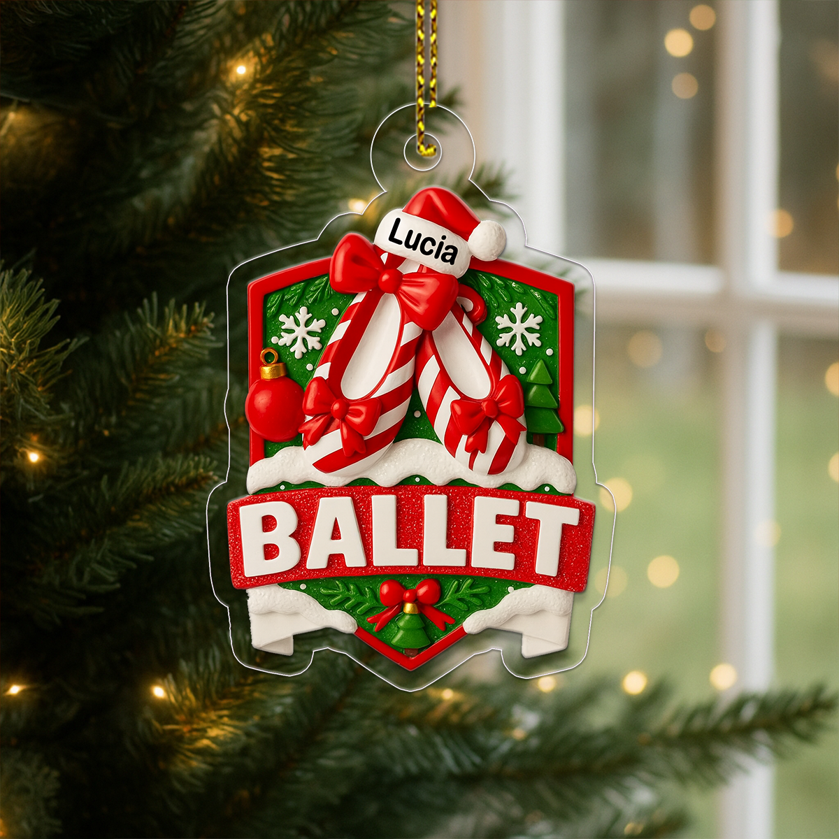 Custom Name Ballet Shoes Acrylic Ornament Christmas Gift