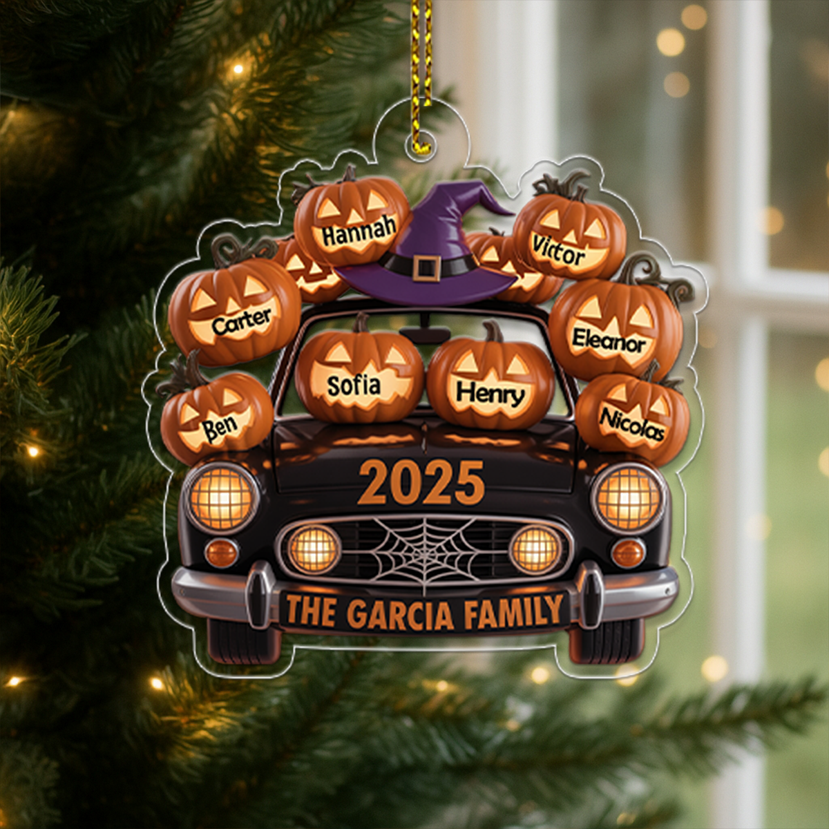 A Spooky Ride With Your Family Names, Pumpkins And Ghosts