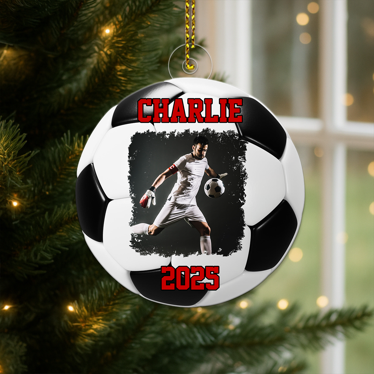 Custom Photo Soccer Player Acrylic Ornament Christmas Gift