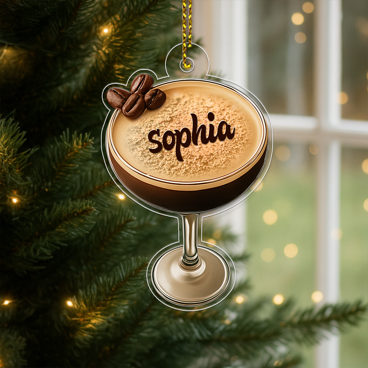Custom Name Espresso Martini Drink Lover Acrylic Ornament Christmas Gift