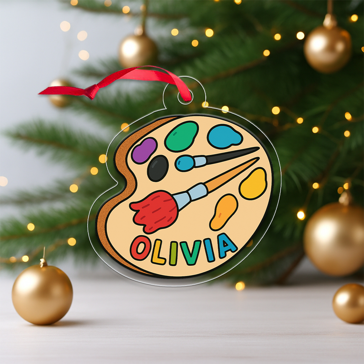 Personalized Paint Palette Ornament, Custom Artist Christmas Ornament, Painter Gift, Art Teacher Ornament, Holiday Decoration Keepsake