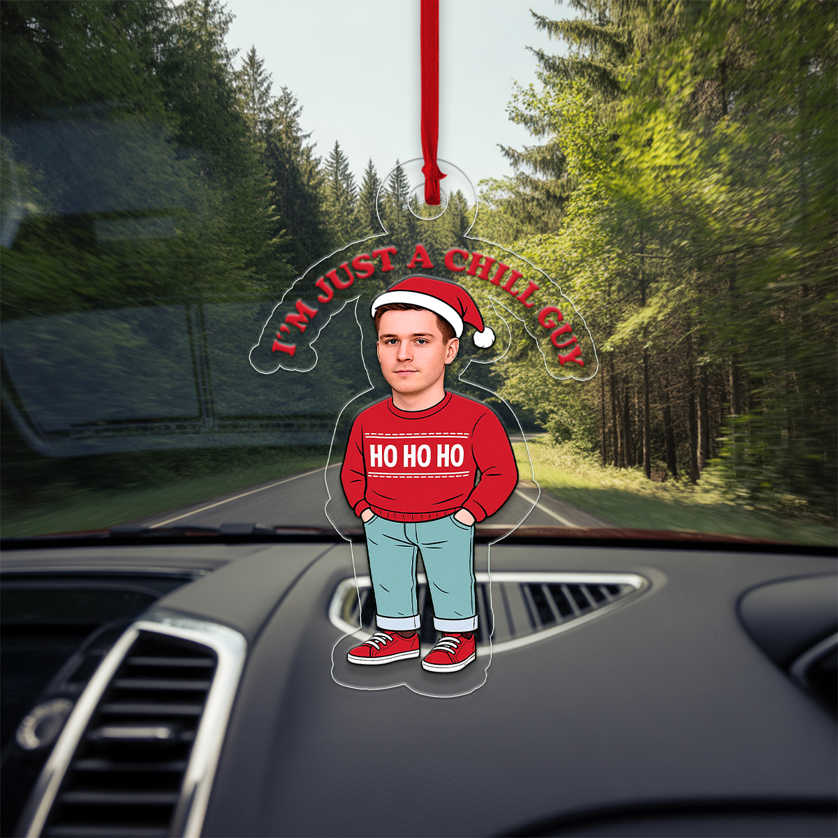 Custom Photo I'm Just A Chill Guy Ornament, Personalized Funny Christmas Ornament, Gag Gift Holiday Decoration, Unique Xmas Ornament