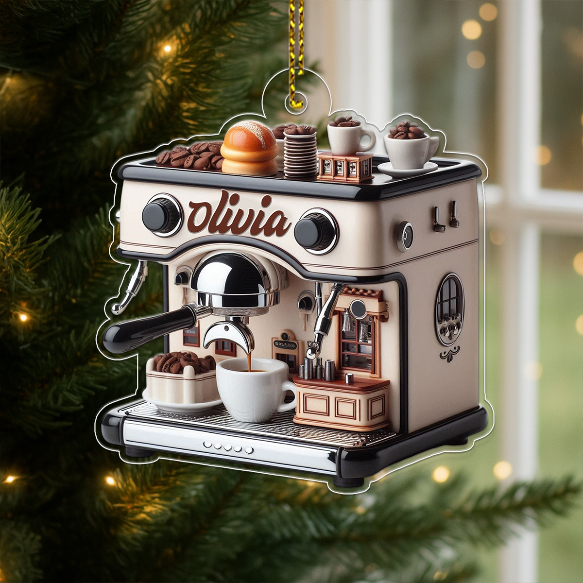 Custom Name Coffee Maker For Coffee Lover Acrylic Ornament Christmas Gift