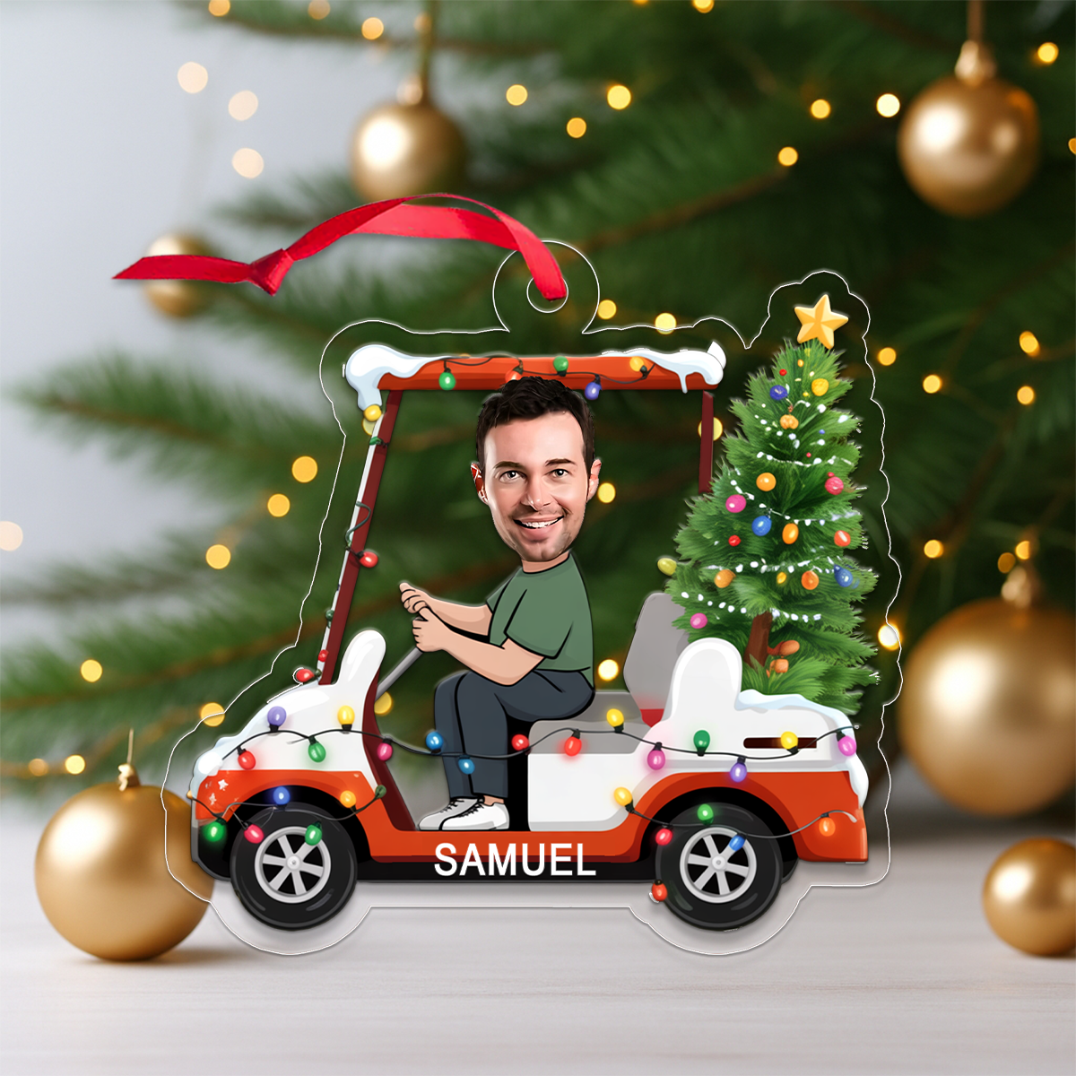 Custom Photo Golf Cart Xmas