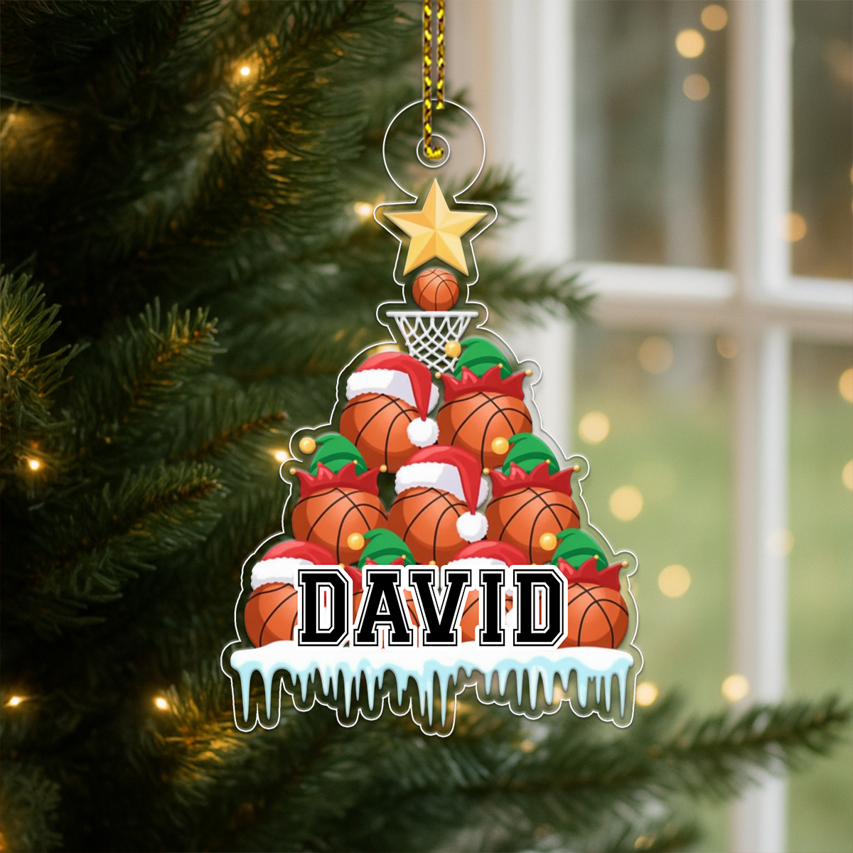 Custom Name Basketball Christmas Tree Acrylic Ornament Christmas Gift