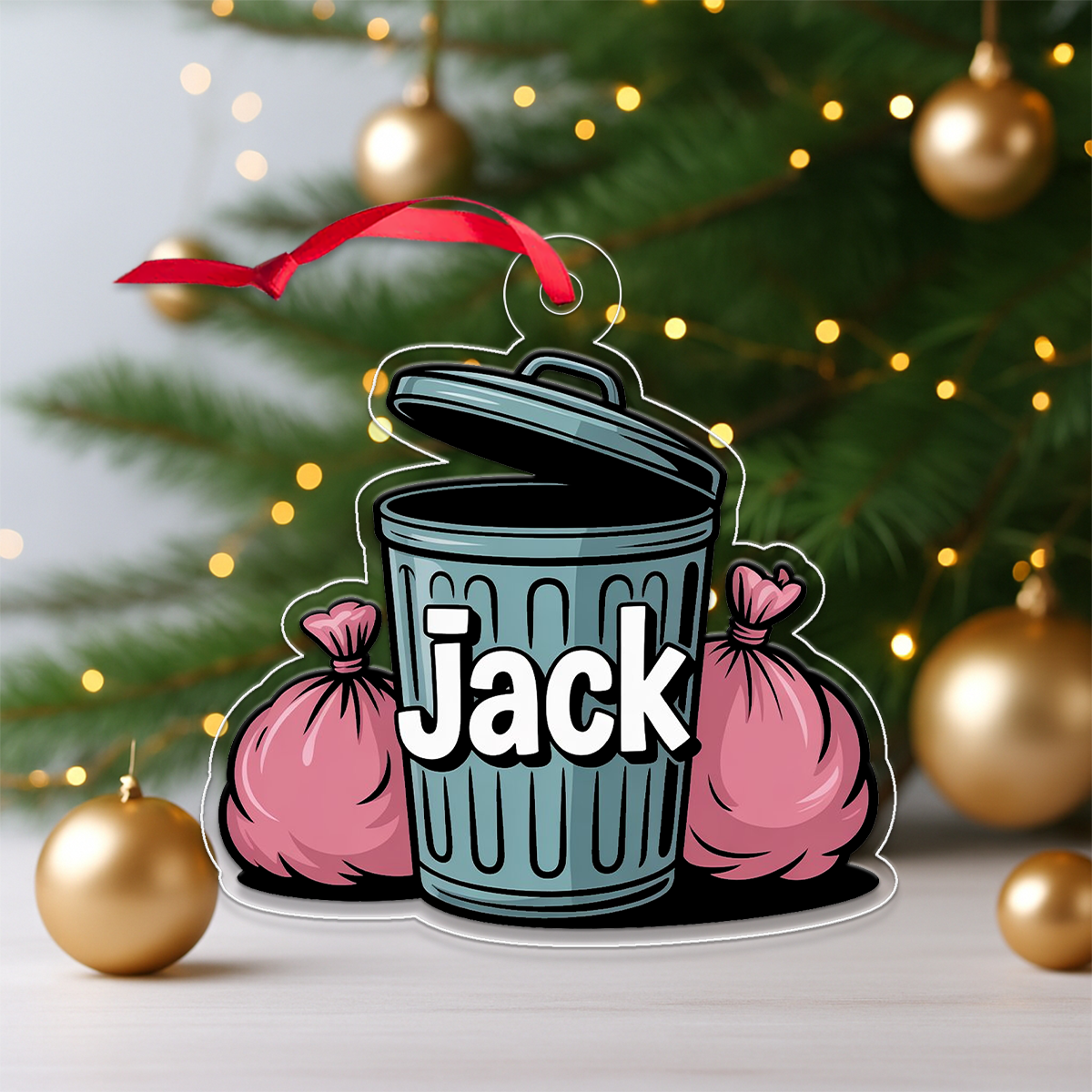 Personalized You Are Trash Funny Ornament, Custom Gag Gift Ornament, Naughty Christmas Ornament, Joke Ornament for Friend, Humor Ornament