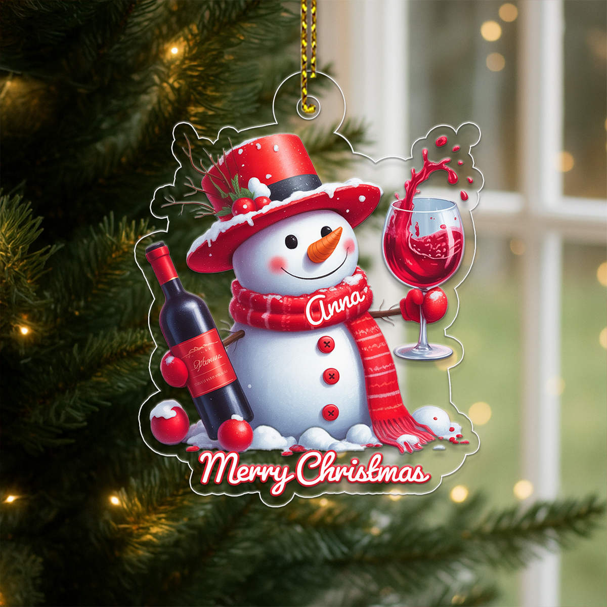 Custom Name Wine Lover Snowman
