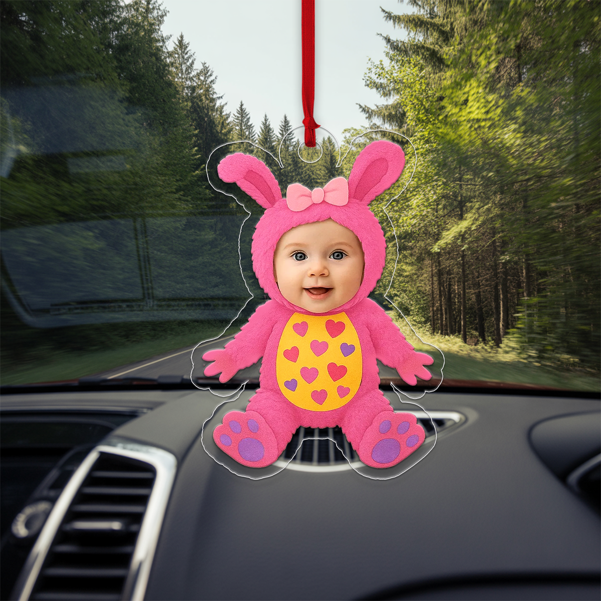 Personalized Baby Pink Monster Funny Christmas Ornament, Custom Acrylic Photo Ornament, Cute Baby Gift, Kids Holiday Decoration