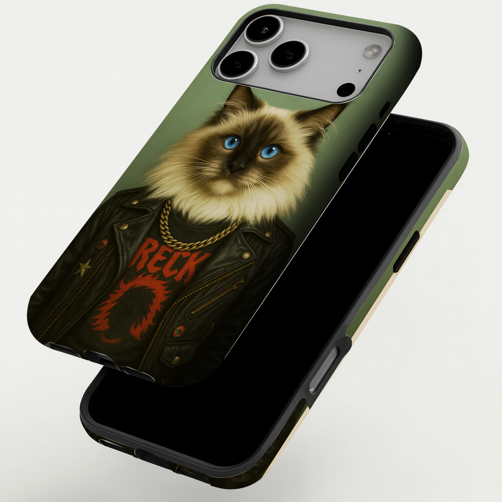 Custom Photo Rock n Roll Cat Phone Case _ Gift For Cat Lovers
