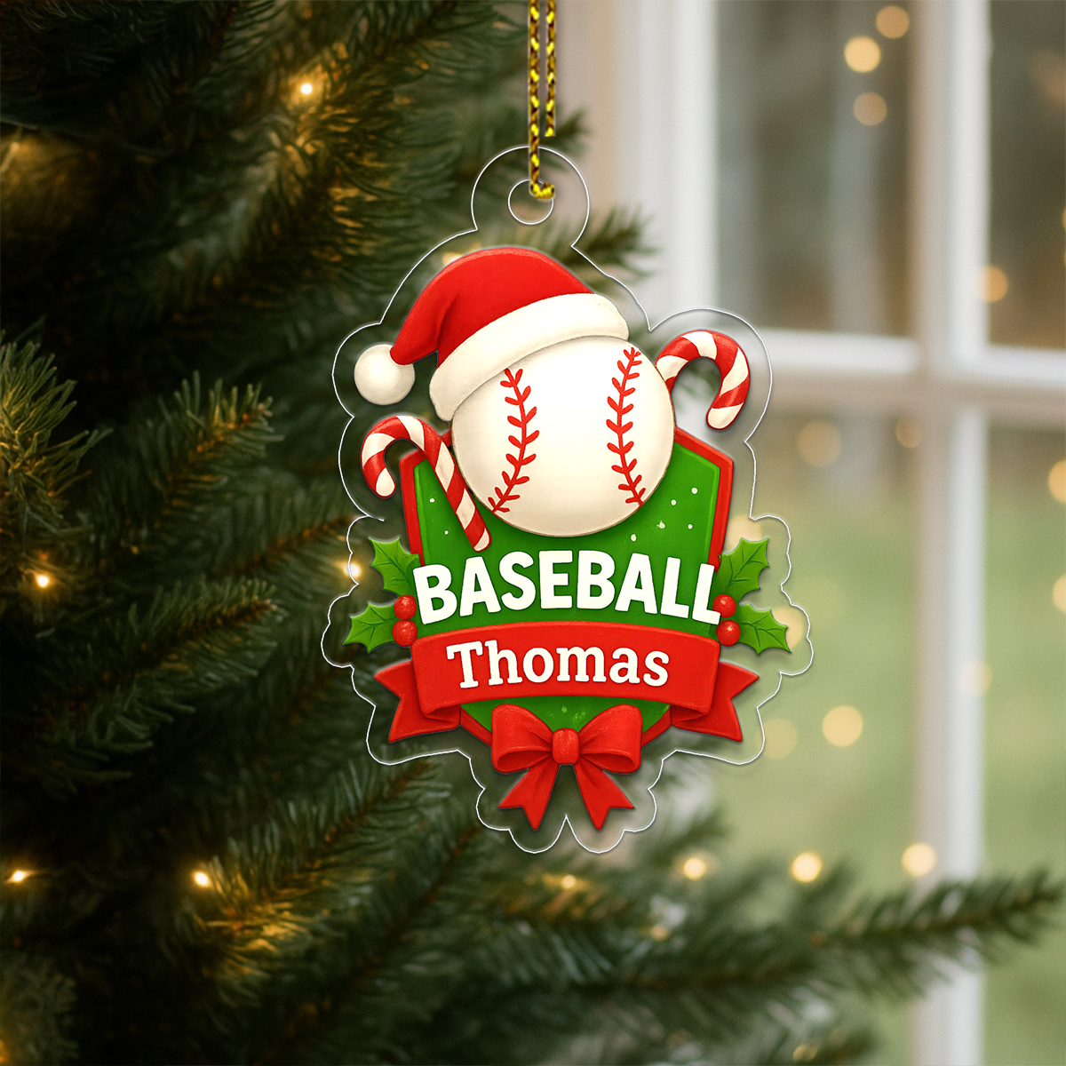 Custom Name Baseball Xmas Acrylic Ornament Christmas Gift