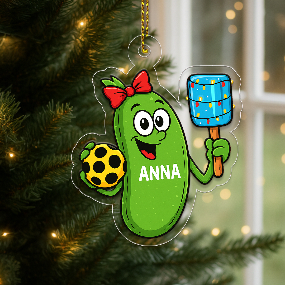 Custom Name Pickleball Girl Acrylic Ornament Christmas Gift