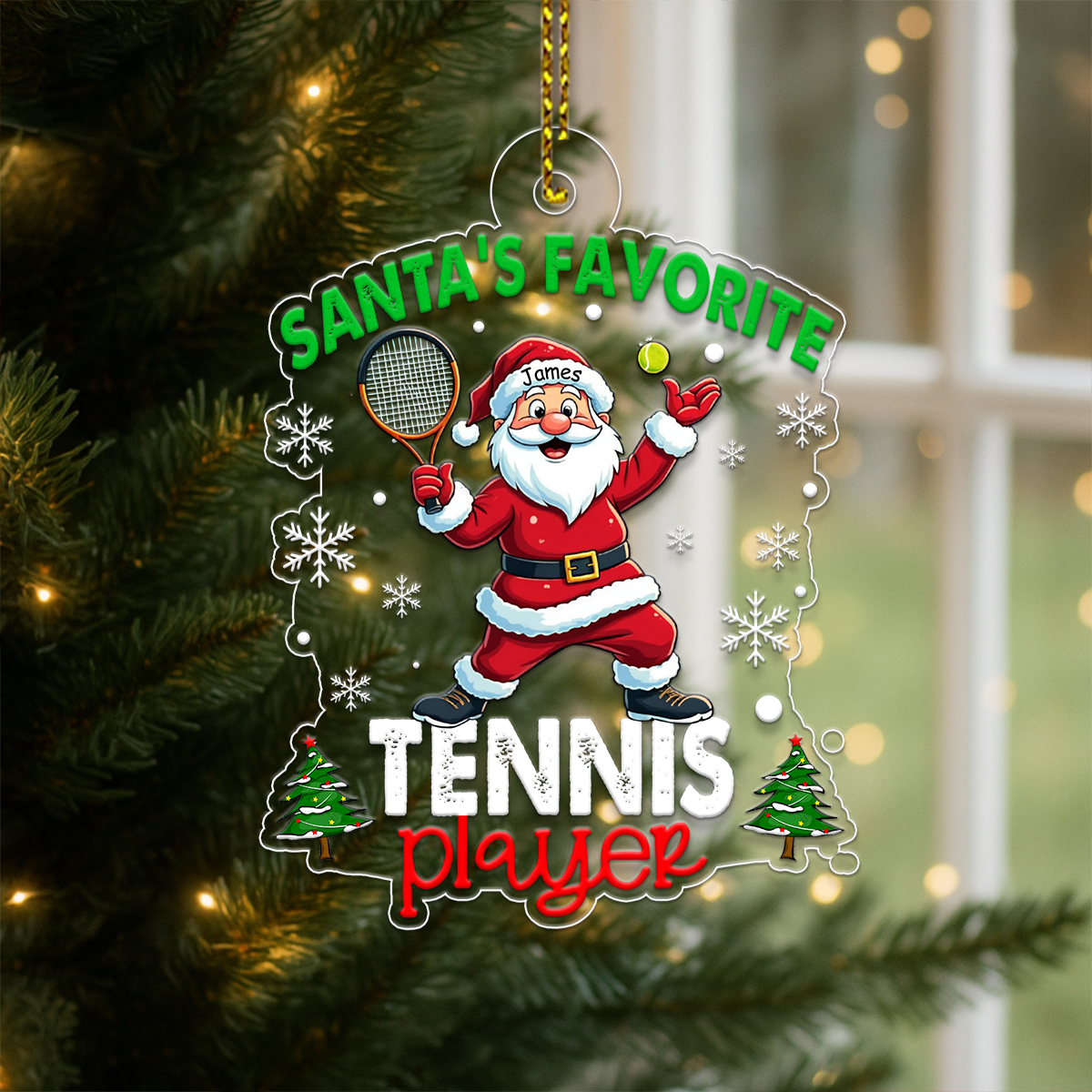 Custom Name Tennis Santa's Favorite Acrylic Ornament Christmas Gift