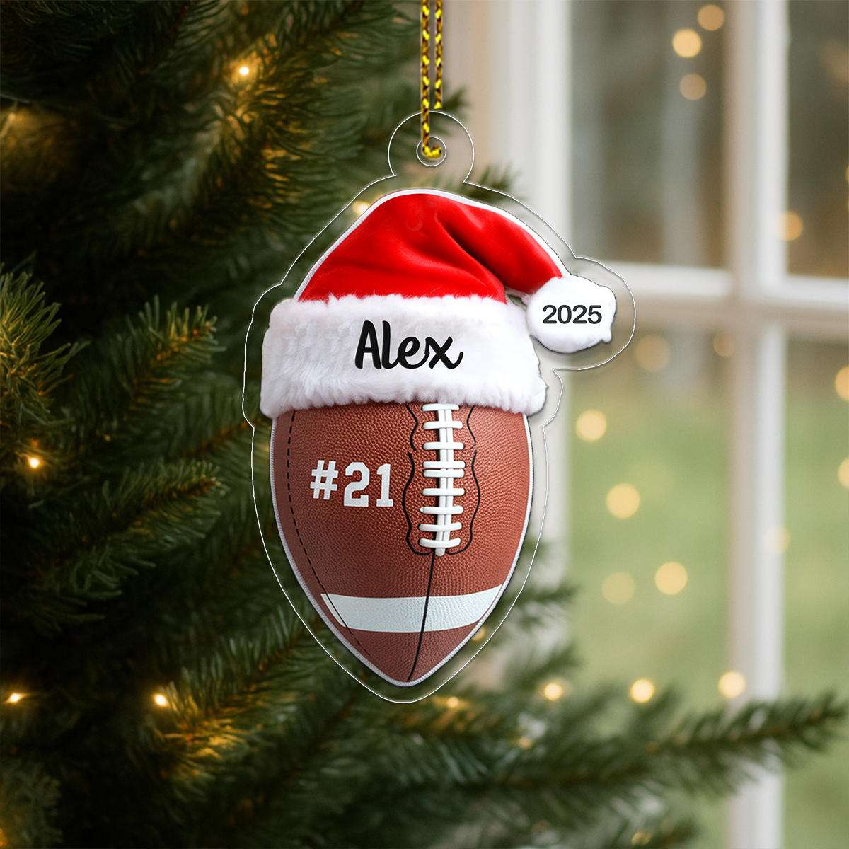Custom Name Football Merry Christmas Acrylic Ornament Christmas Gift