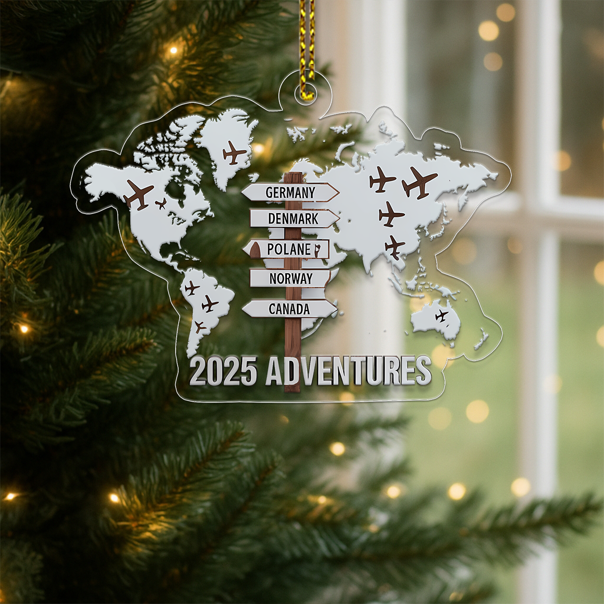 Personalized Travel Adventure Ornament Acrylic Ornament Christmas Gift
