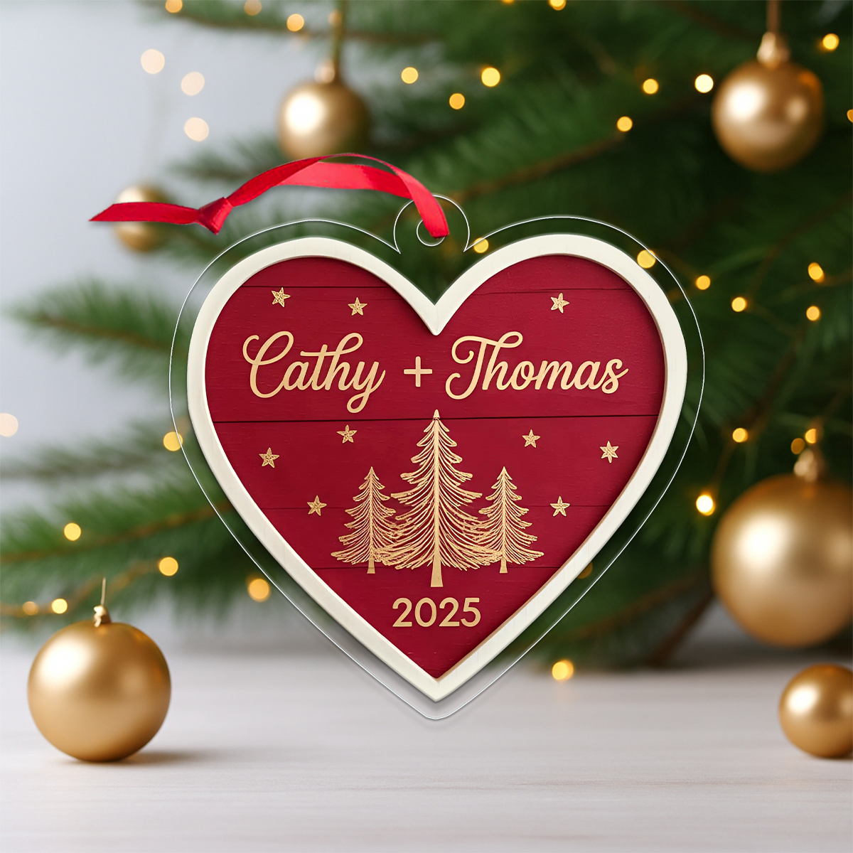Personalized Our First Christmas Ornament, Custom Couple Ornament for Newlyweds, Engagement Gift, Wedding Anniversary Holiday Keepsake