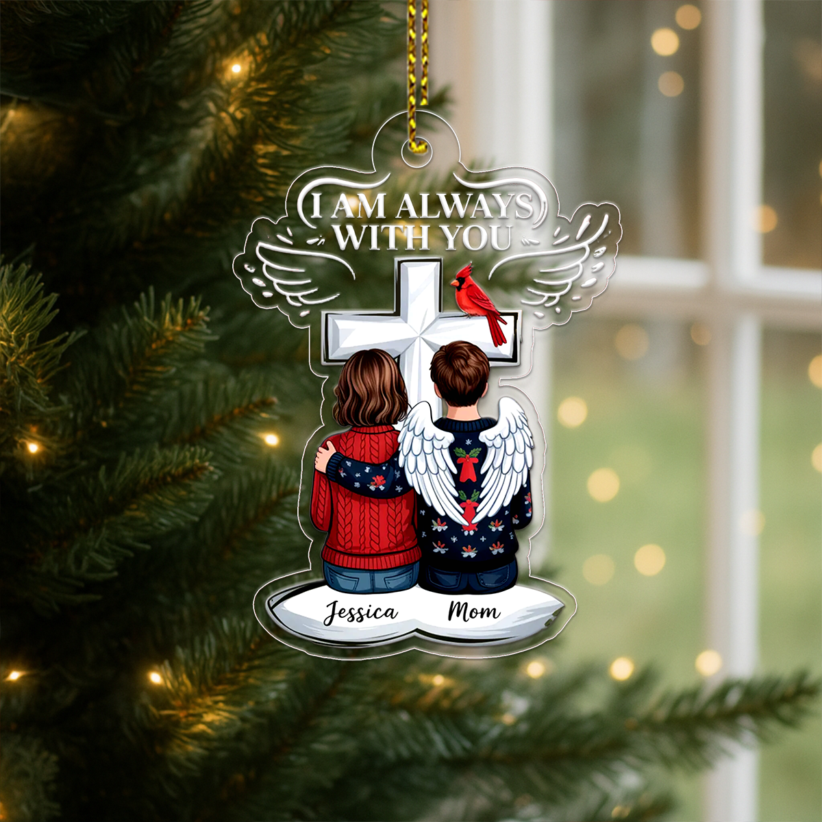 Always With You Family Memorial Keepsake Personalized Acrylic Ornament Christmas Gift