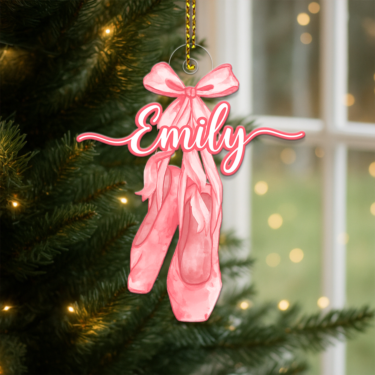 Custom Name Ballet Shoes Christmas Acrylic Ornament Christmas Gift