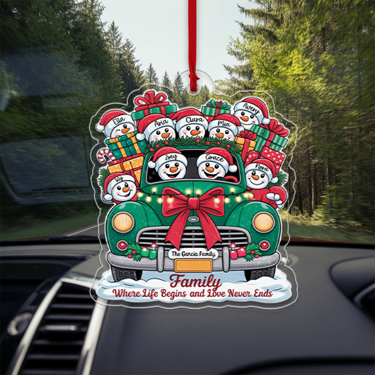 Family Where Life Begins - Personalized Custom Wood Ornament - Gift For Families