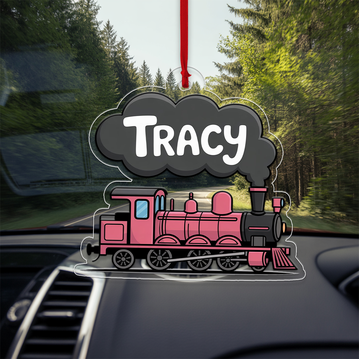 Custom Pink Train Ornament, Personalized Baby First Christmas Ornament, Cute Kids Ornament, Train Lover Gift, Holiday Keepsake Decoration