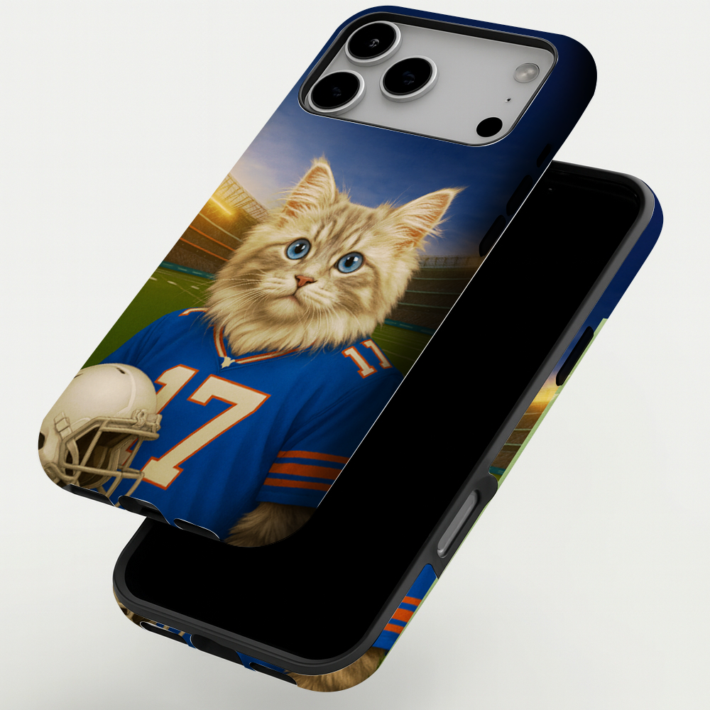 Custom Cat Photo Football Style Phone Case _ Gift For Cat Lovers