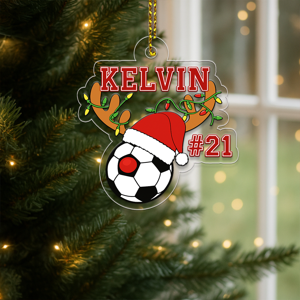 Custom Name And Number Soccer Acrylic Ornament Christmas Gift