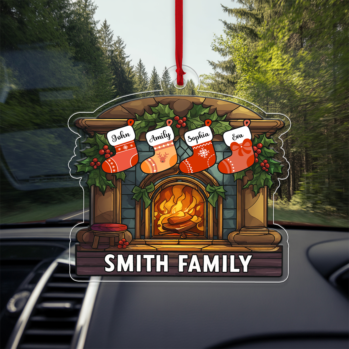 Custom Name Family Christmas Fireplace
