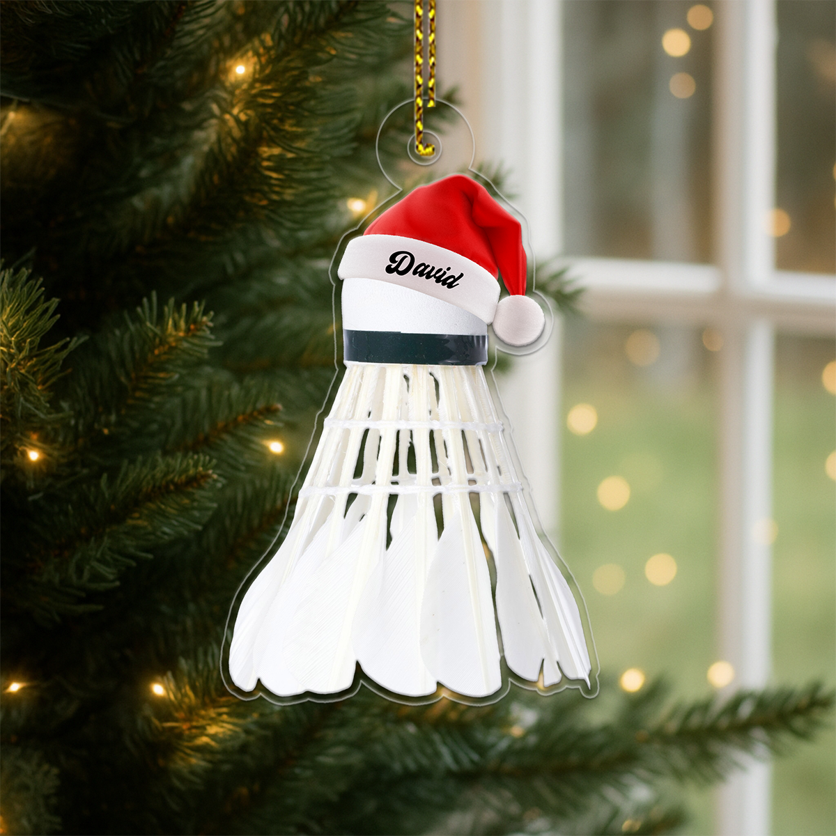 Custom Name Santa Badminton Acrylic Ornament Christmas Gift