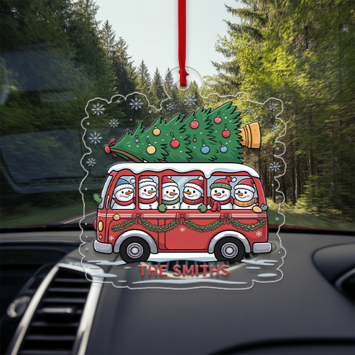 Christmas Tree And Snowmen - Personalized Ornament2