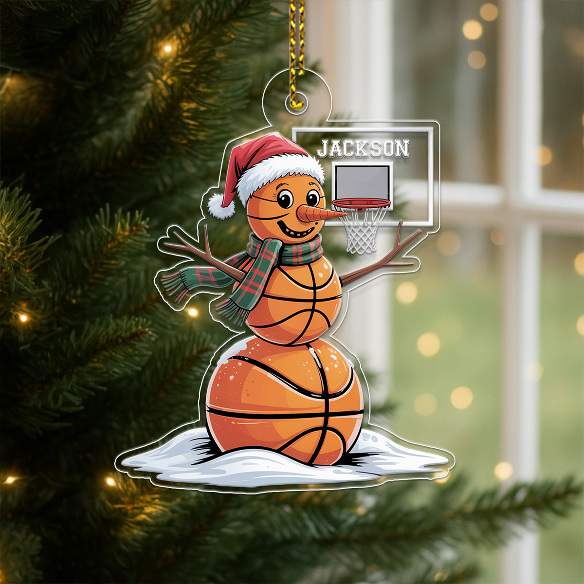 Custom Name Basketball Snowman Xmas Acrylic Ornament Christmas Gift