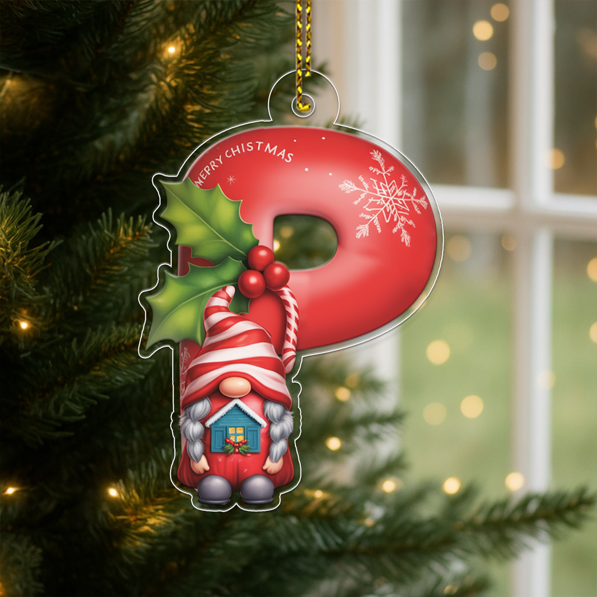 Ornament Christmas Initial Letter P Acrylic Ornament Christmas Gift