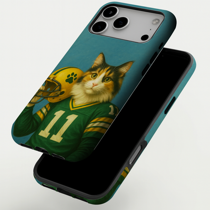 Custom Cat Photo Football Player Phone Case
