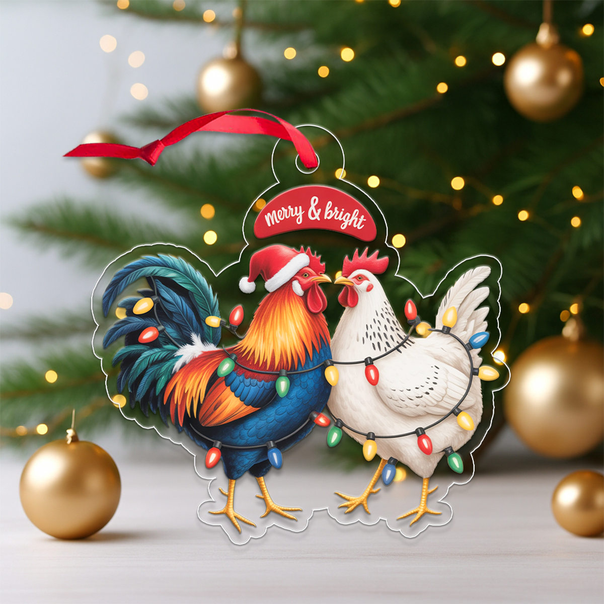 Customized Chicken Christmas Ornament for Farmer
