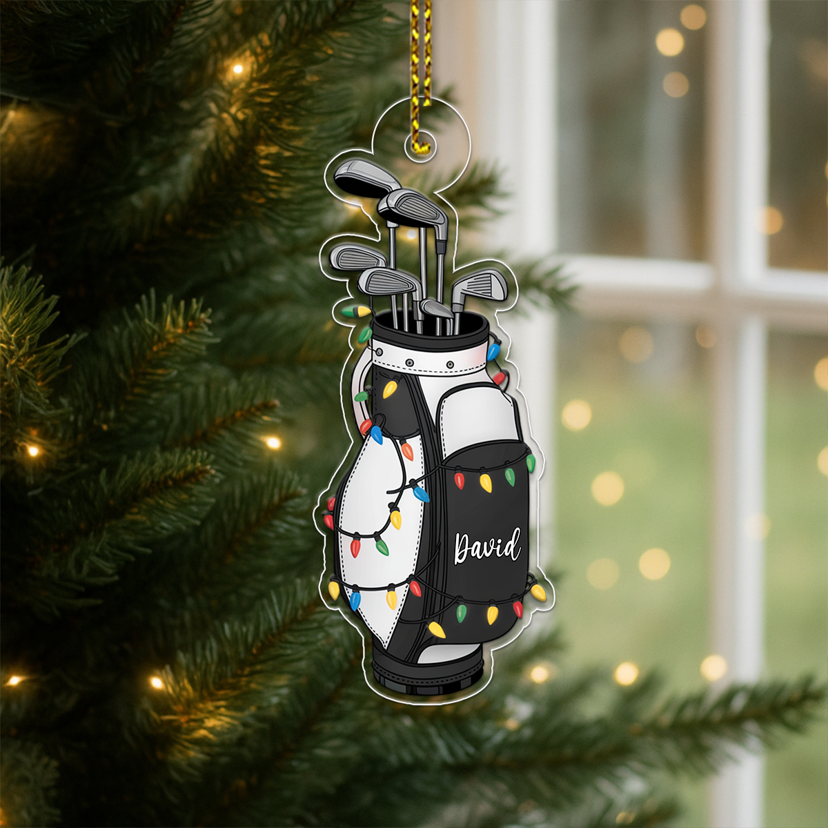 Custom Name Golf Backpacks Christmas Acrylic Ornament Christmas Gift