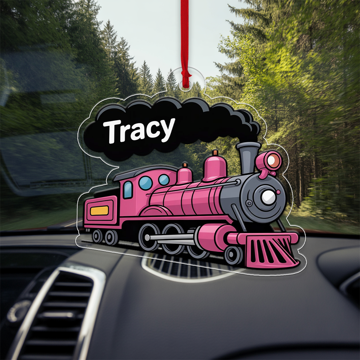 Personalized Pink Train Ornament, Kids Gift, Cute Train Lover Ornament, Holiday Decoration Keepsake, Baby Christmas Ornament