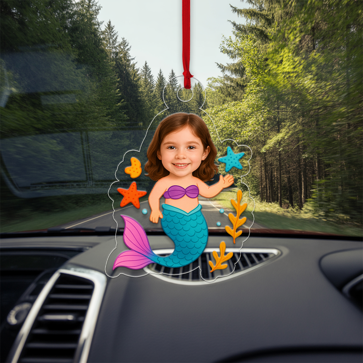 Personalized Mermaid Kids Ornament with Photo, Custom Christmas Decoration, Cute Holiday Gift for Children, Unique Xmas Ornament
