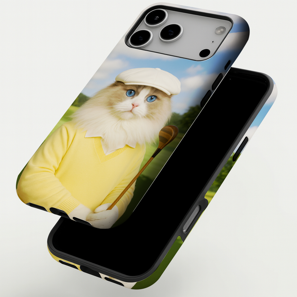 Custom Photo Golfer Cat Phone Case Gift For Cat Lovers
