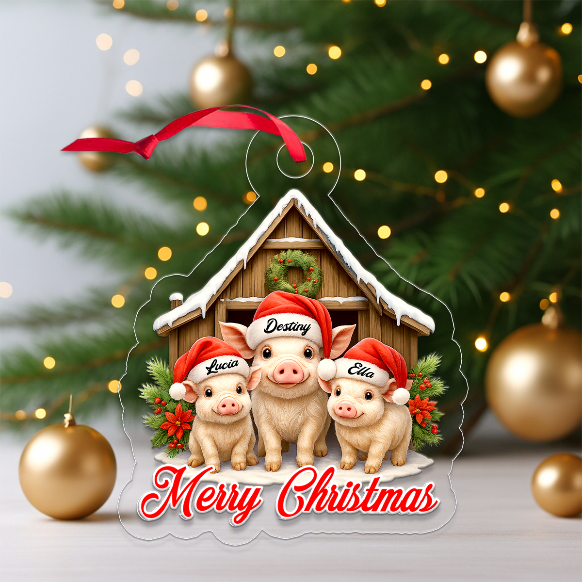 Custom Name Farmer Pig Xmas