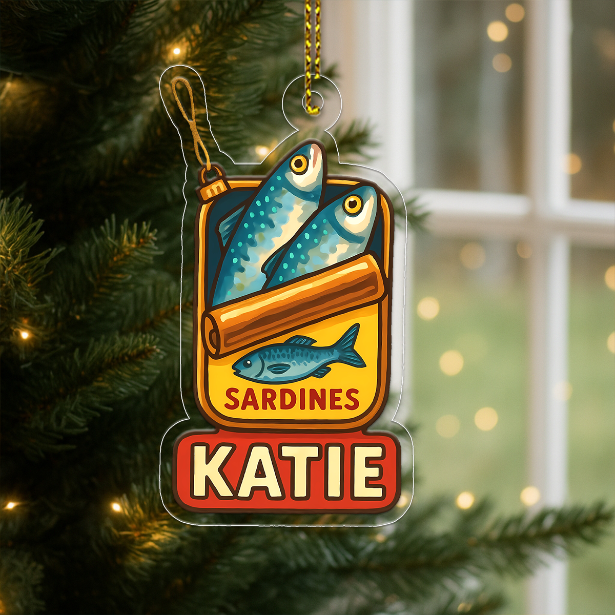 Personalized Tin of Sardines Ornament, Custom Funny Christmas Ornament, Food Lover Gift, Unique Keepsake