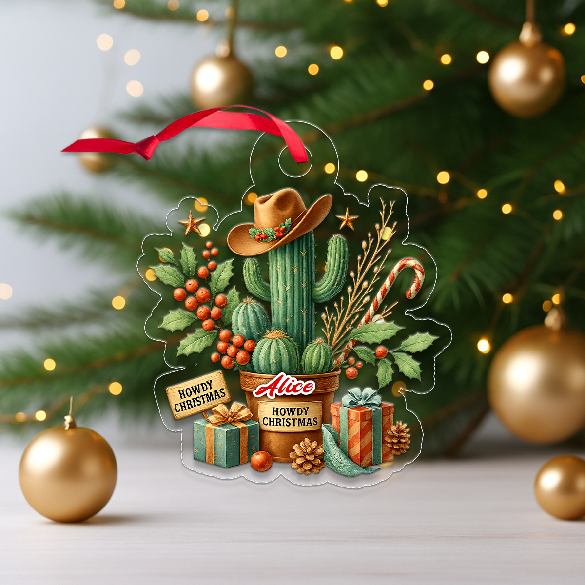 Custom Name Catus Howdy Christmas