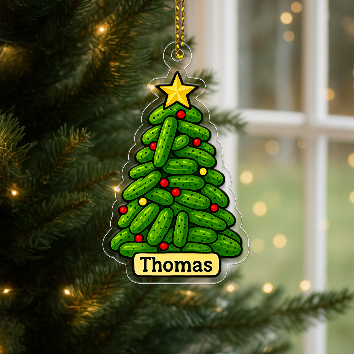 Personalized Pickle Christmas Tree Ornament, Custom Funny Holiday Ornament, Gift for Pickle Lovers, Christmas Decoration, Holiday Keepsake