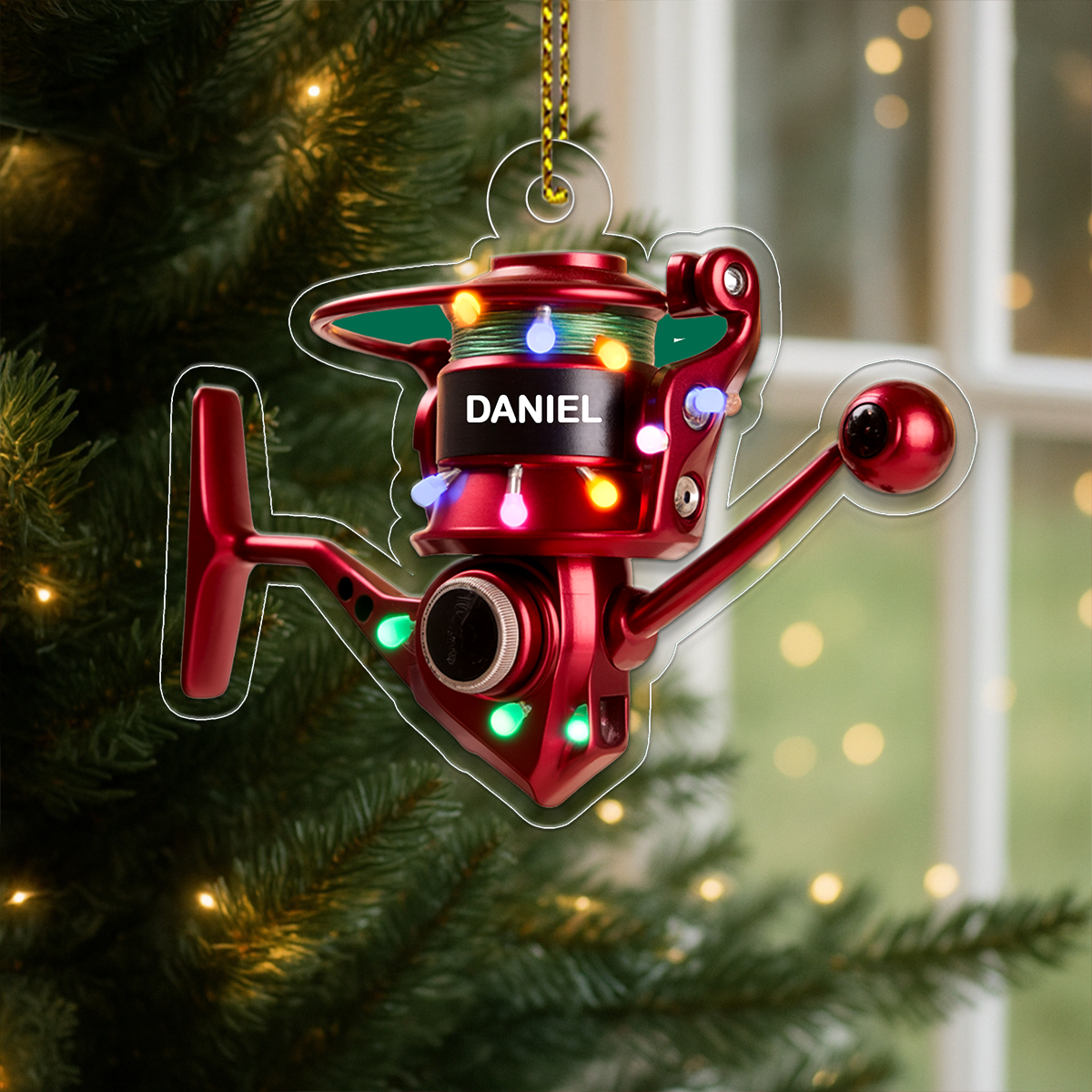 Custom Name Fishing Gear Acrylic Ornament Christmas Gift