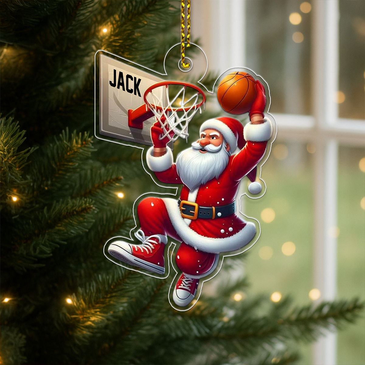Custom Name BasketBall Player Santa Favorite Acrylic Ornament Christmas Gift
