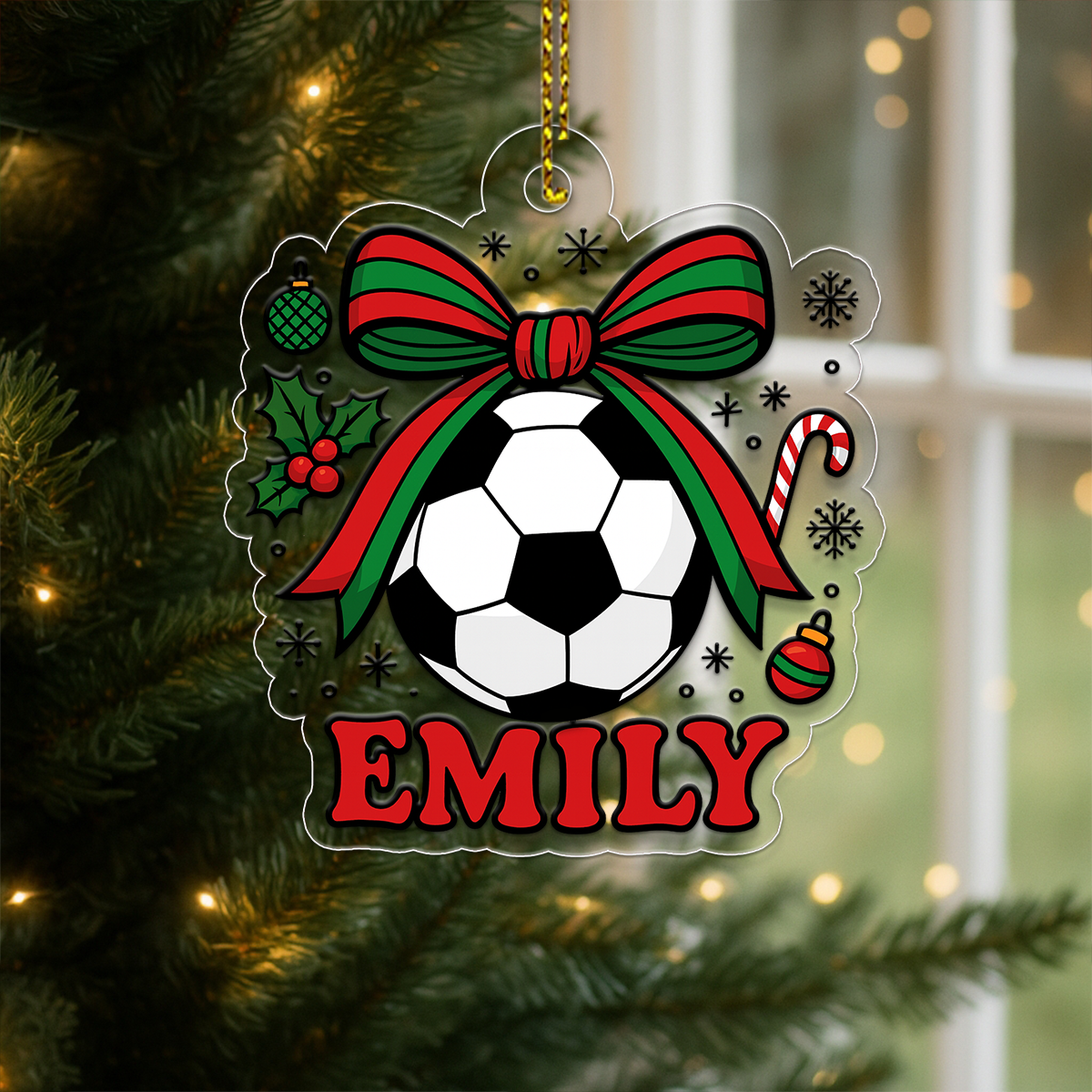 Custom Name Soccer Girl Acrylic Ornament Christmas Gift