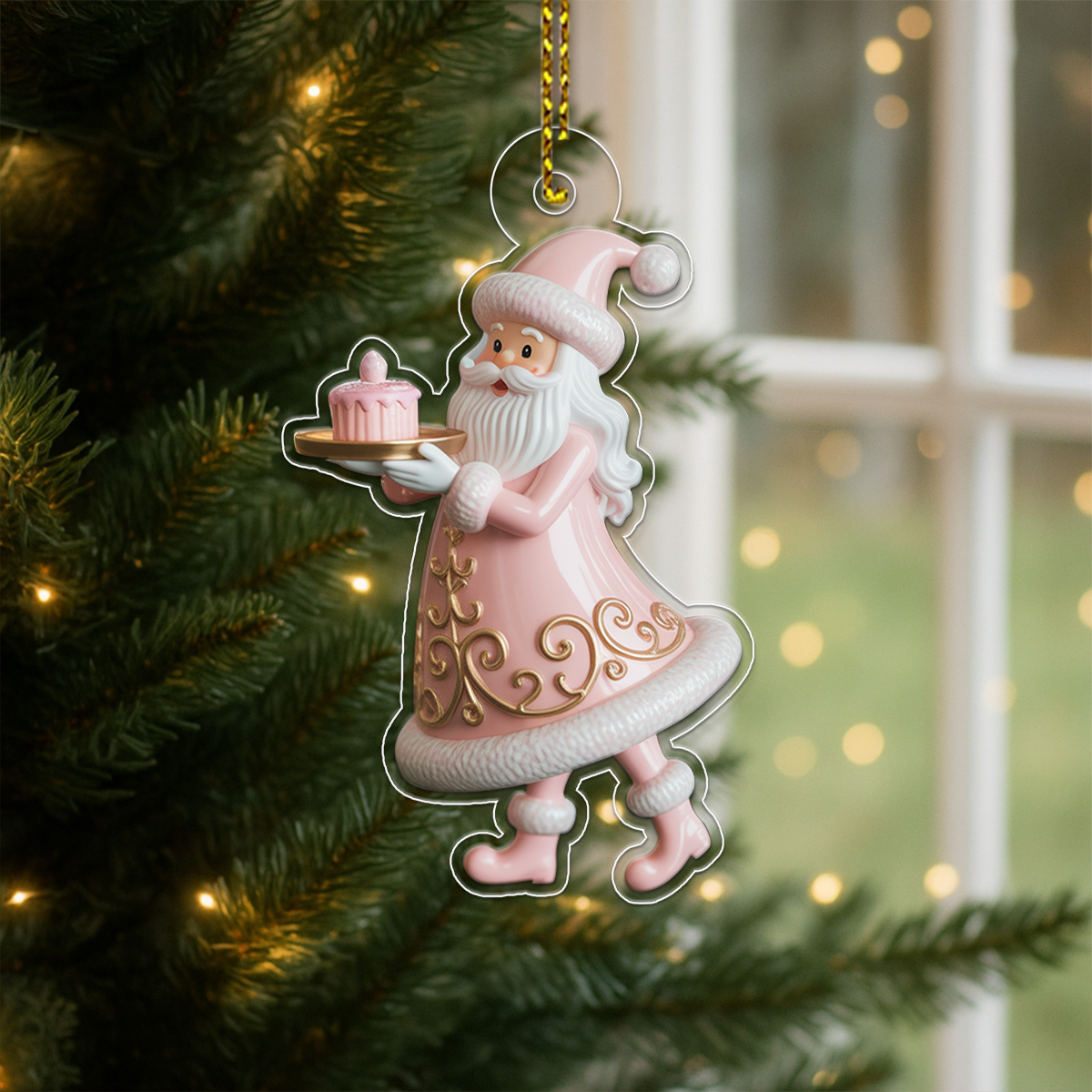 Custom Name Santa Claus Macaron Acrylic Ornament Christmas Gift